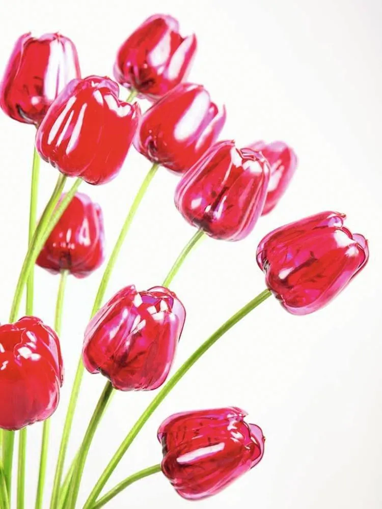 Europalms Crystal tulip,artificial flower, red 61cm 12x