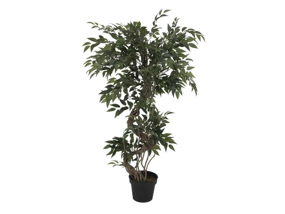 Europalms Ficus multiple spiral trunk, artificial plant, green, 130cm
