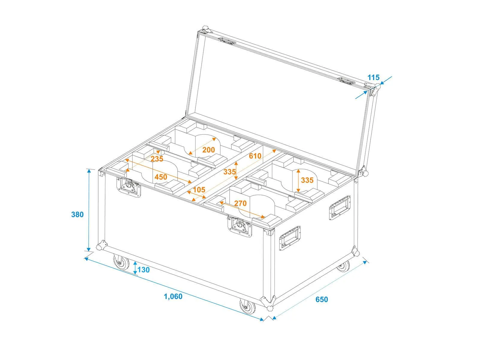 Roadinger Flightcase 4x LED TMH-X7 Moving head