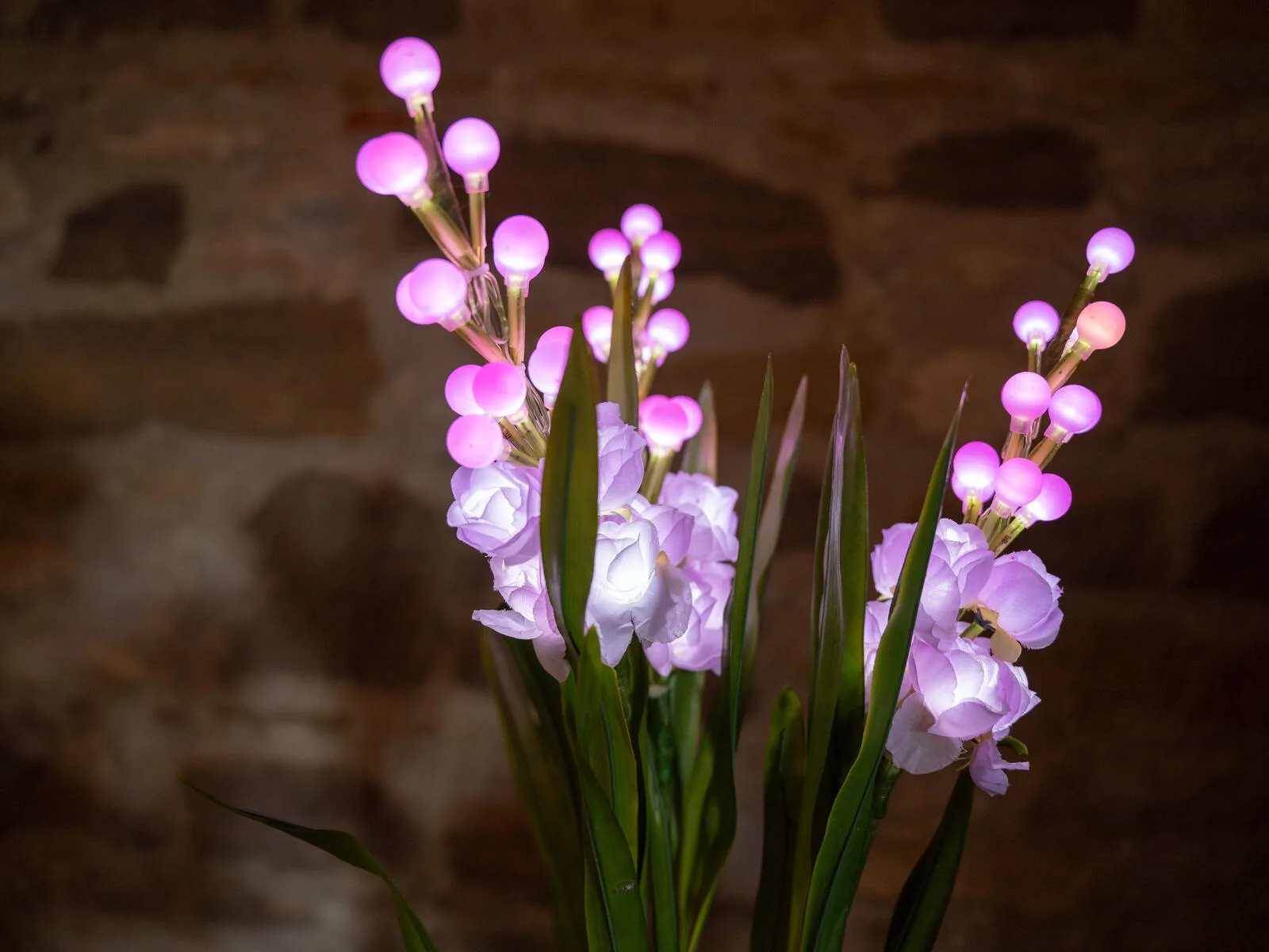 Europalms Arum set, 3 branches with LEDs, pink 85cm