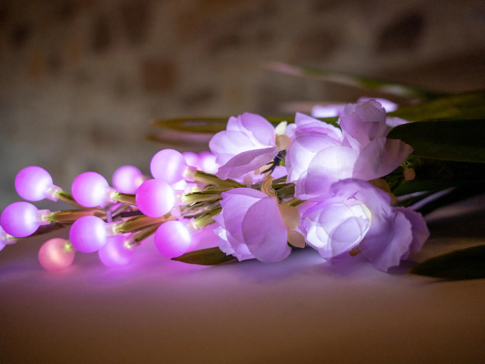 Europalms Arum set, 3 branches with LEDs, pink 85cm