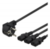 Cable Power Cable Angled CEE 7/7 > 3x IEC C13 Black 1+2m