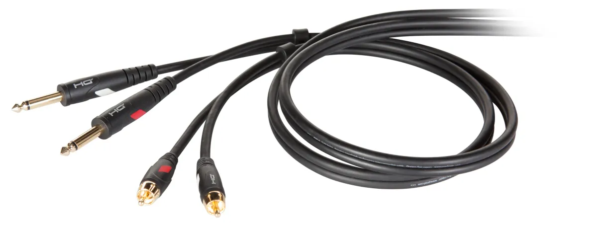 Proel 2x6.3mm Ma MO > 2xRCA Ma 5m Goldplated