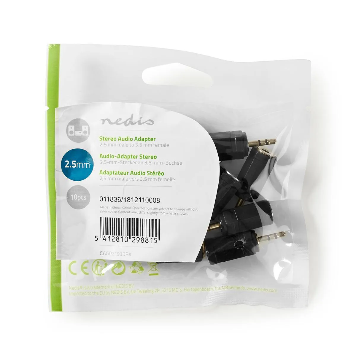 Nedis 2.5mm Ma ST > 3.5mm ST Fe 10-pack