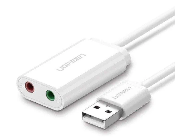 Ugreen External USB Audio Card 15cm White