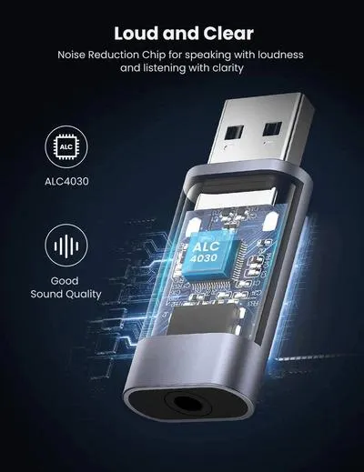 Ugreen USB to Mini Jack 3.5mm Audio Adapter Grey