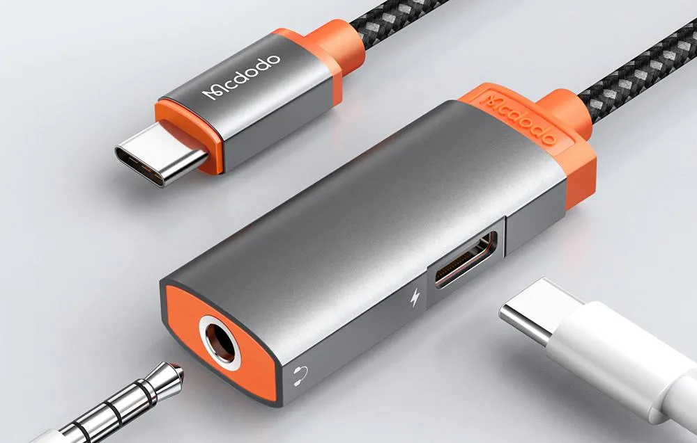 Mcdodo USB-C Ma > 1xUSB-C Fe + 3.5mm Fe Adapter PD 60W