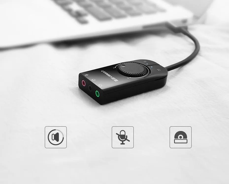 Ugreen External USB Audio Card Black 15cm