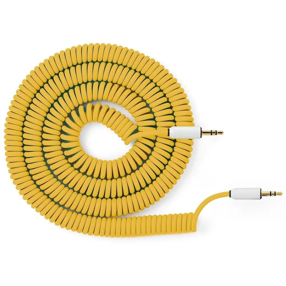 myVolts 3.5mm Ma to 3.5mm Ma Curly 100-200cm Pineapple Yellow
