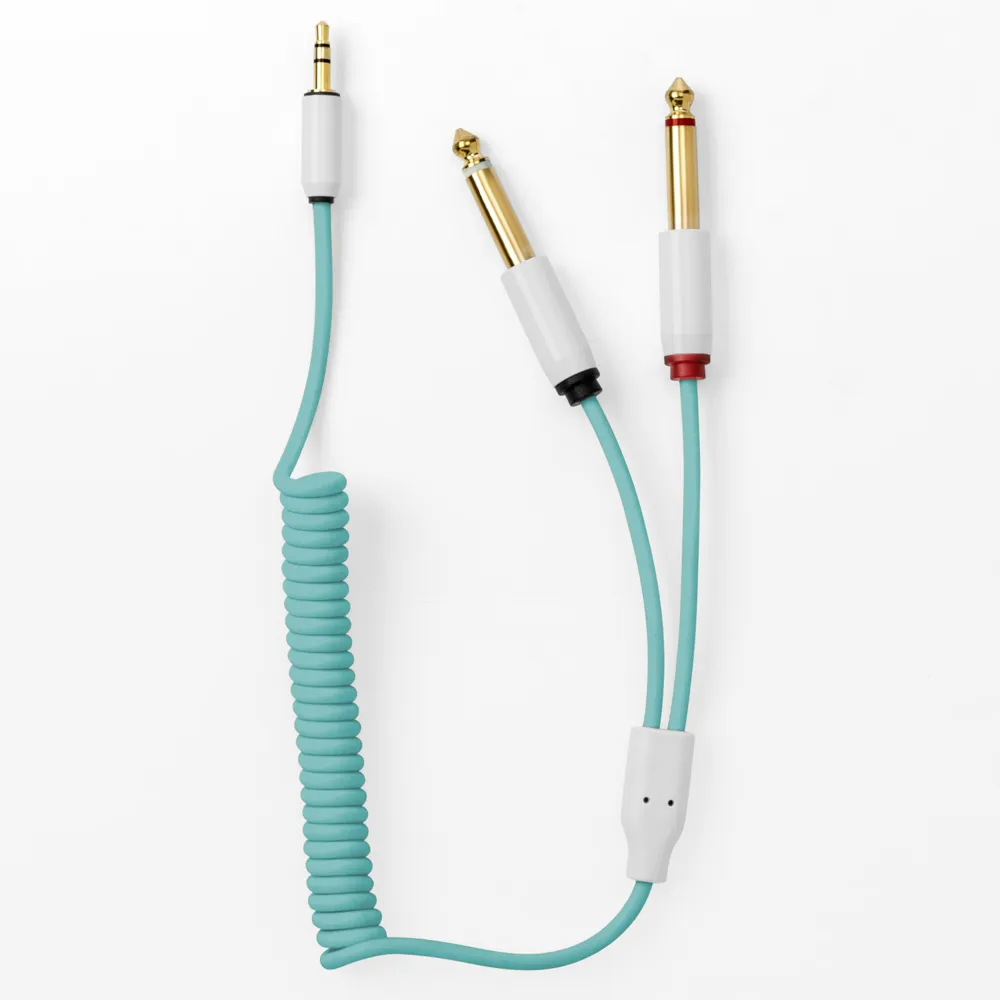 myVolts 3.5mm Ma to 2x6.35mm Ma MO curly 40-50cm Mint Green