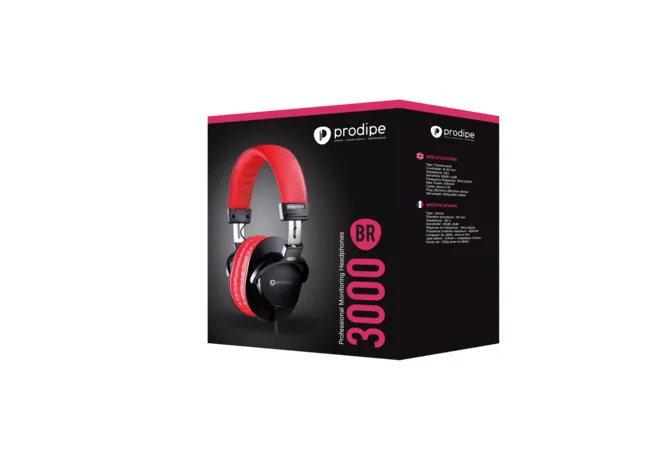 Prodipe 3000BR Professional Headphone Versatile Red/Black