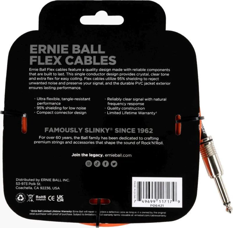 Ernie Ball 6421 instrument Cable 6m Orange