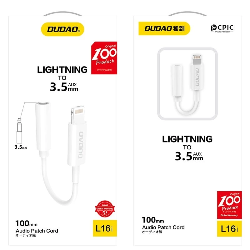 Dudao Lightning to 3.5 mm mini jack Audio Adapter White