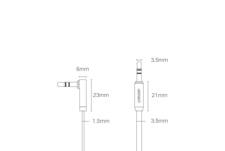 Ugreen AUX Cable 3.5mm Ma ST > 3.5mm Ma ST Angled 1m Silver