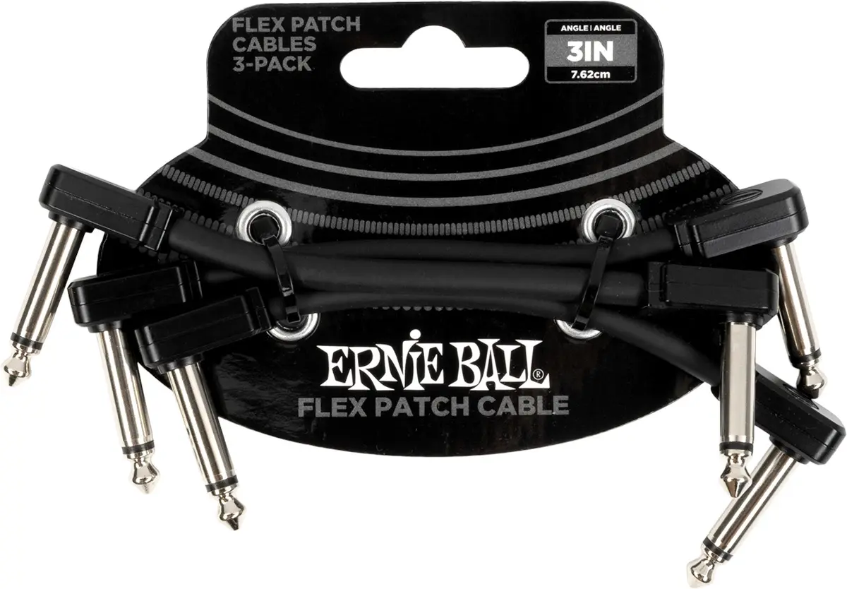 Ernie Ball EB-6443 Flex Patchcable Black 7.5cm 3-pack