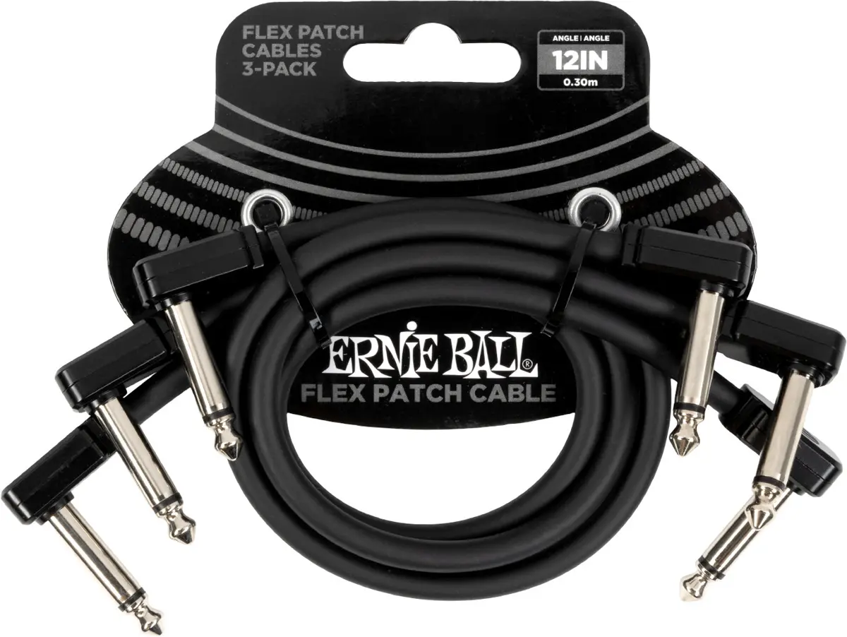 Ernie Ball EB-6445 Flex Patchcable Black 30cm 3-pack
