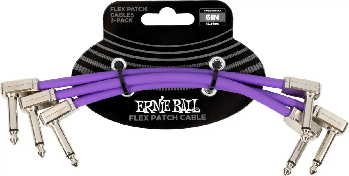 Ernie Ball EB-6452 Flex Patchcable Purple 15cm 3-pack