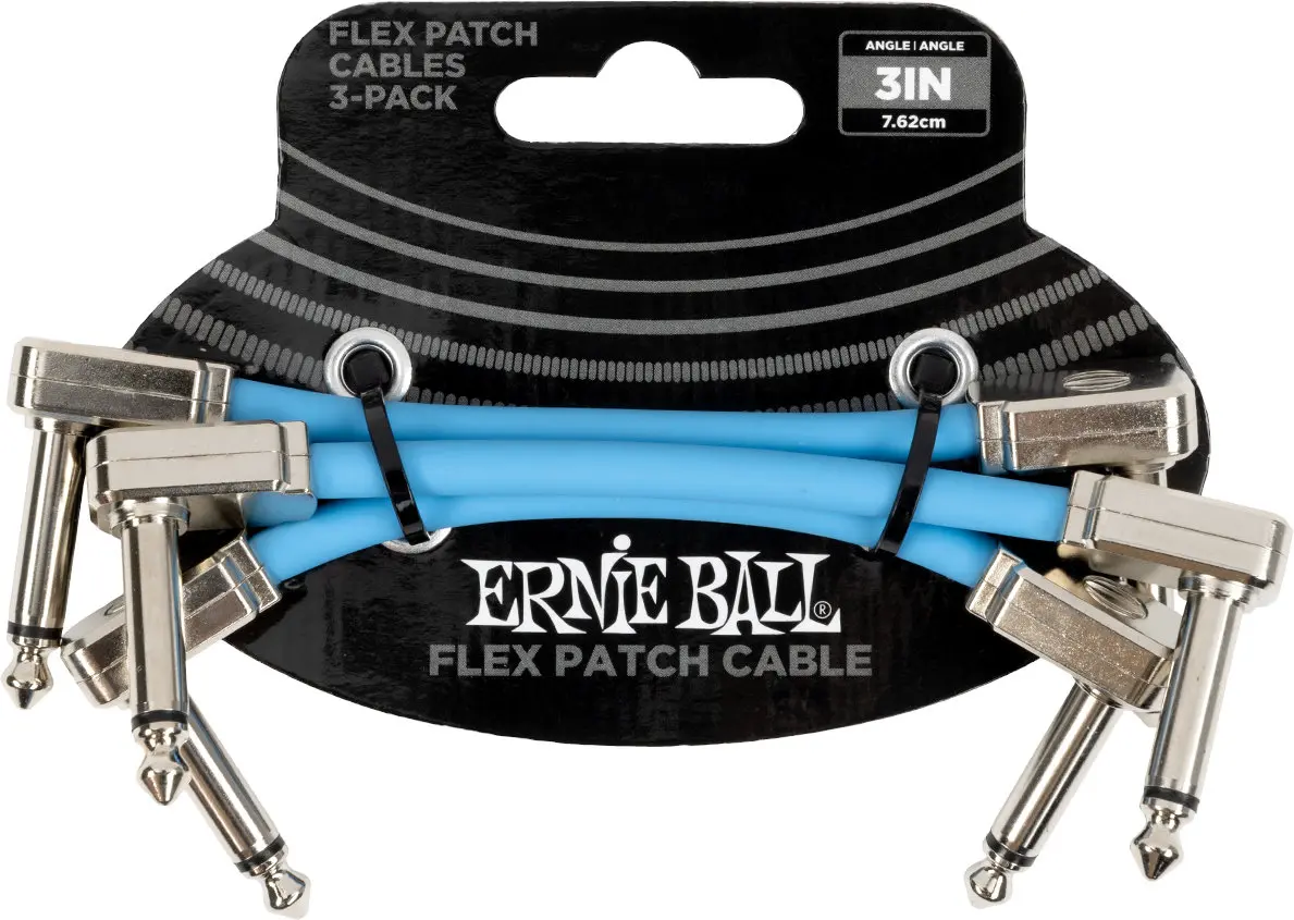 Ernie Ball EB-6459 Flex Patchcable Blue 7.5cm 3-pack