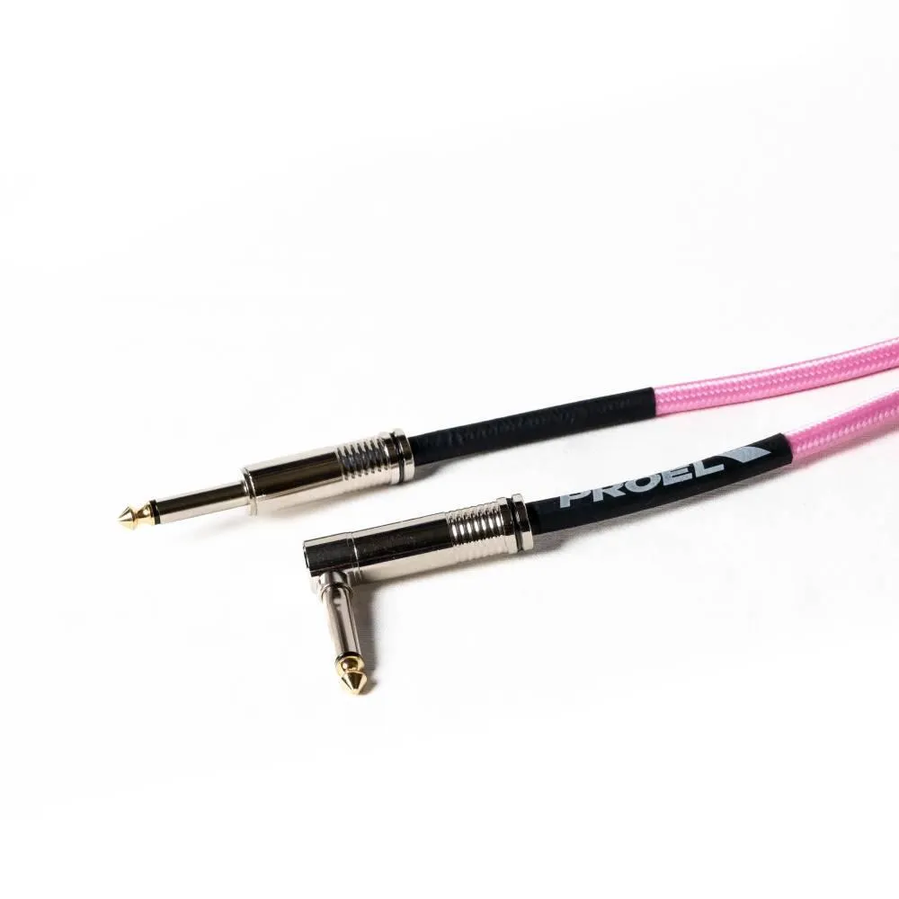 Proel 1x6.3mm Ma MO > 1x6.3mm Ma MO Angled Pink 3m