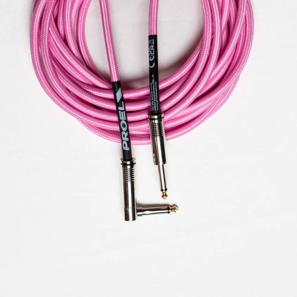 Proel 1x6.3mm Ma MO > 1x6.3mm Ma MO Angled Pink 3m