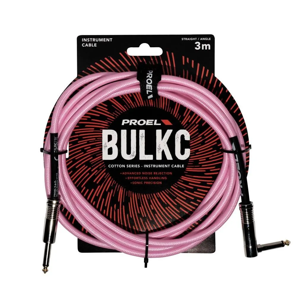 Proel 1x6.3mm Ma MO > 1x6.3mm Ma MO Angled Pink 3m