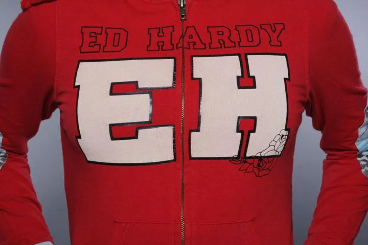 Ed Hardy Panther Run Zip Hood Red M