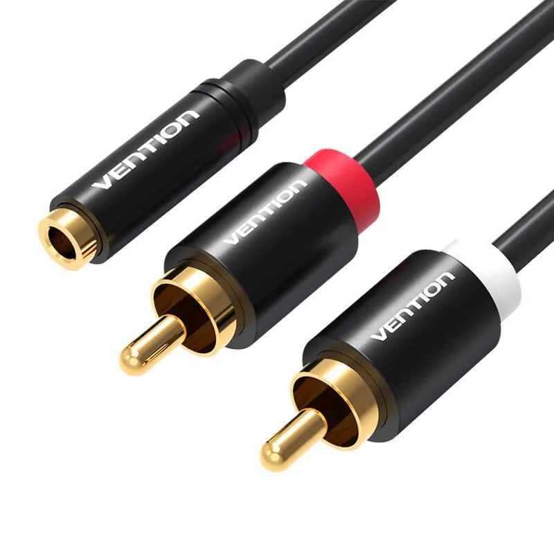 Vention 3.5mm Fe ST > 2 x RCA Ma Black 1m