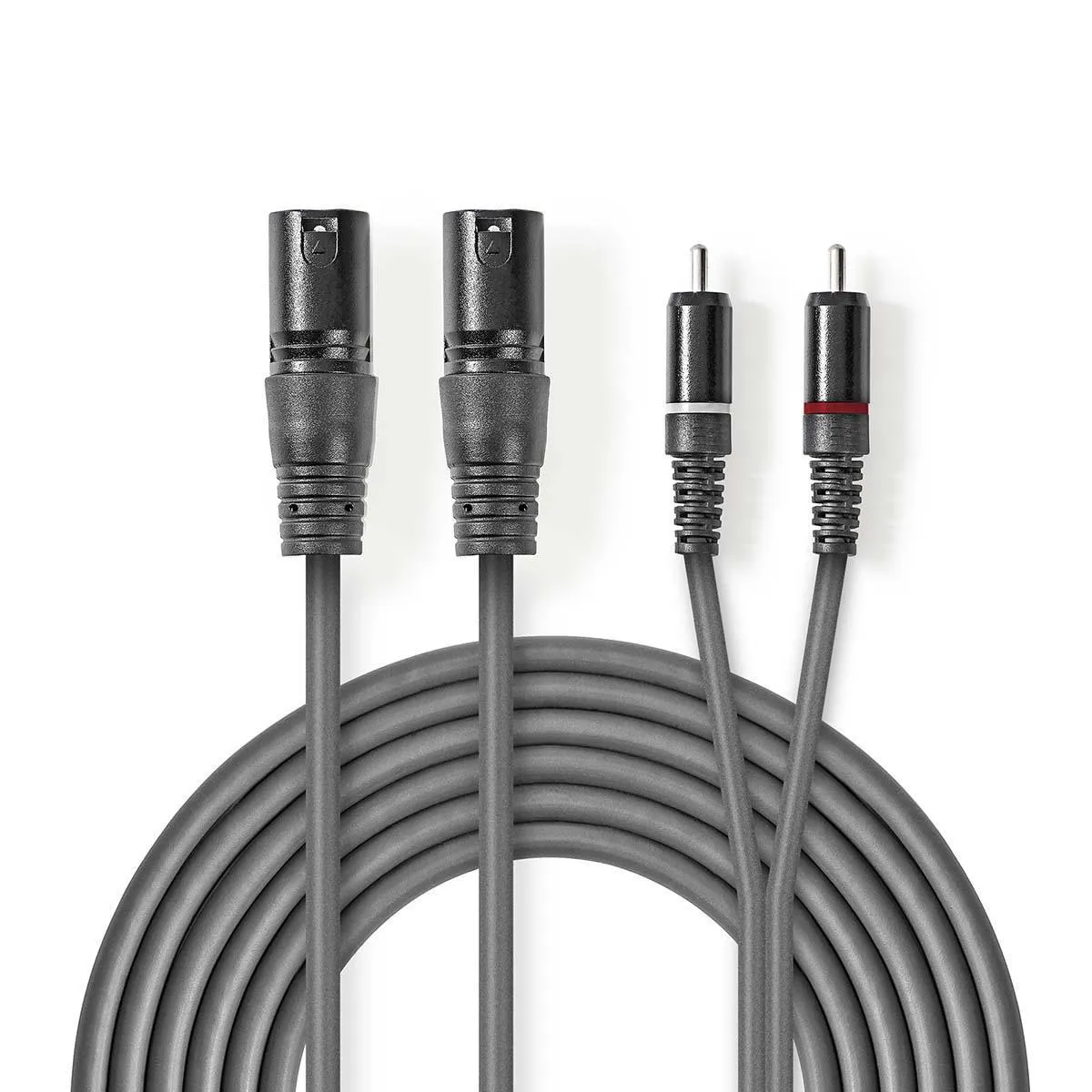 Nedis 2xXLR Ma > 2xRCA Ma Grey 3m