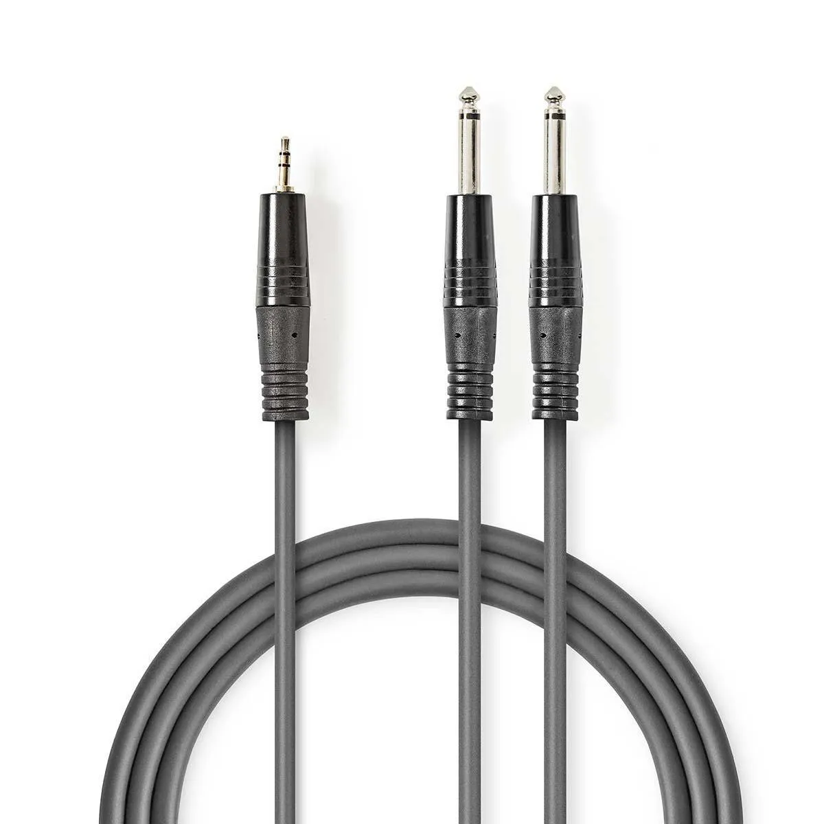 Nedis 1x3.5mm Ma ST > 2x6.3mm Ma MO Grey 1.5m