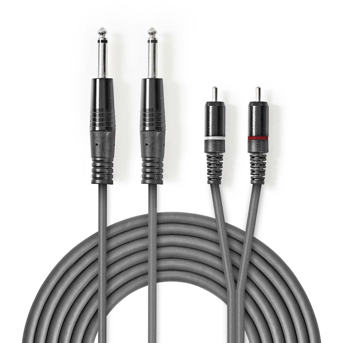 Nedis 2x6.3mm Ma MO > 2xRCA Ma Grey 3m