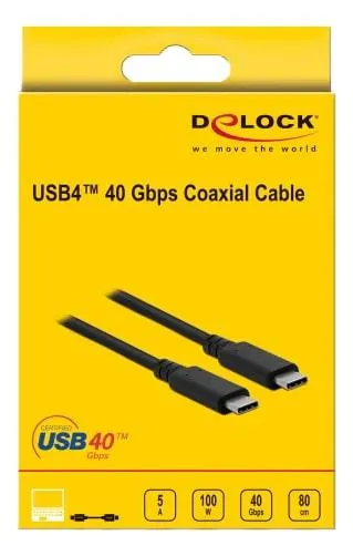 Delock USB4 USB-C Ma > USB-C Ma 0.8m 40Gbps Black