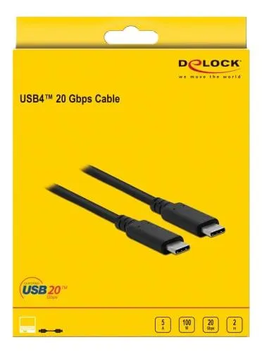 Delock USB4 USB-C Ma > USB-C Ma 2m 20Gbps Black