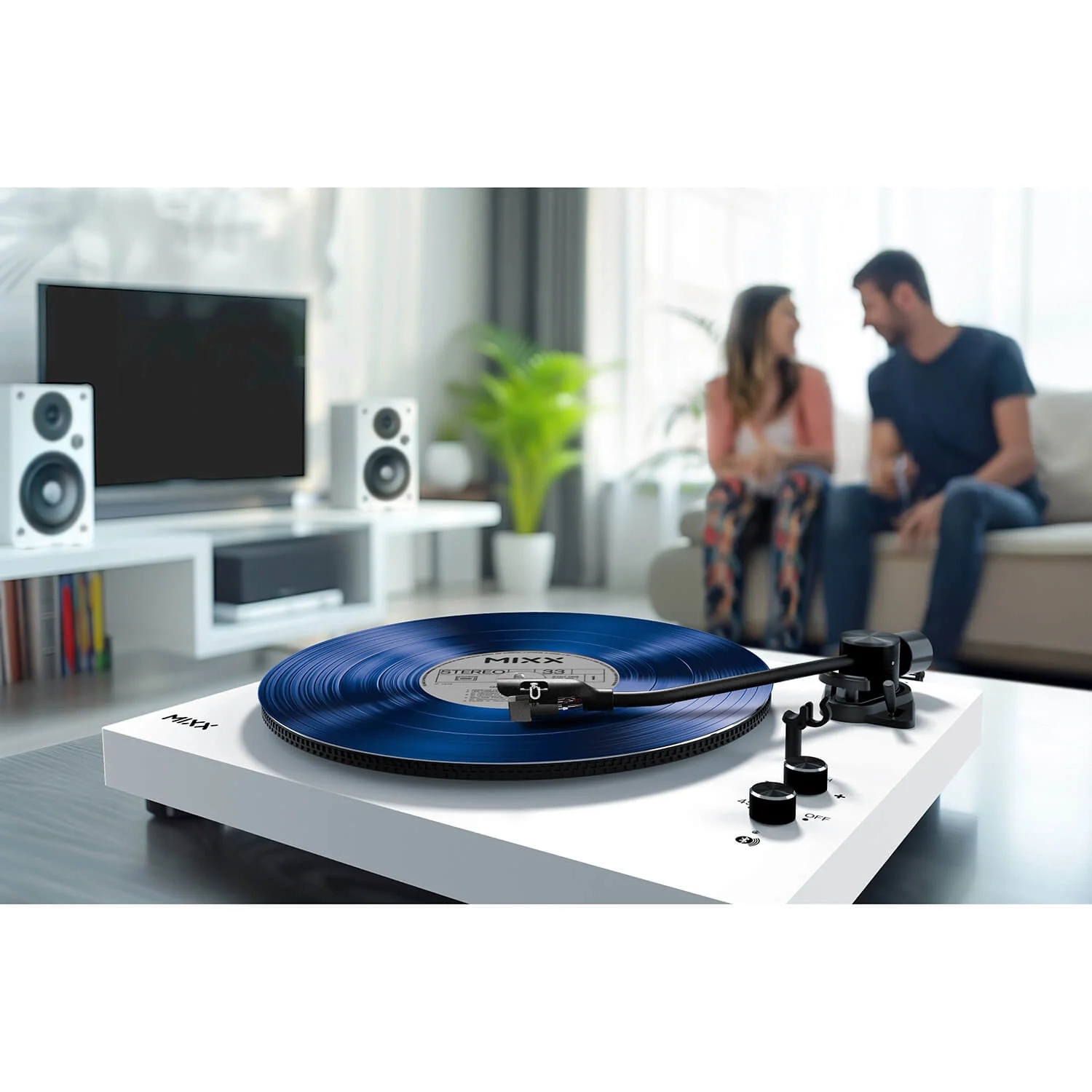 Mixx Vinylplayer System 5 Stereo + Speakers White