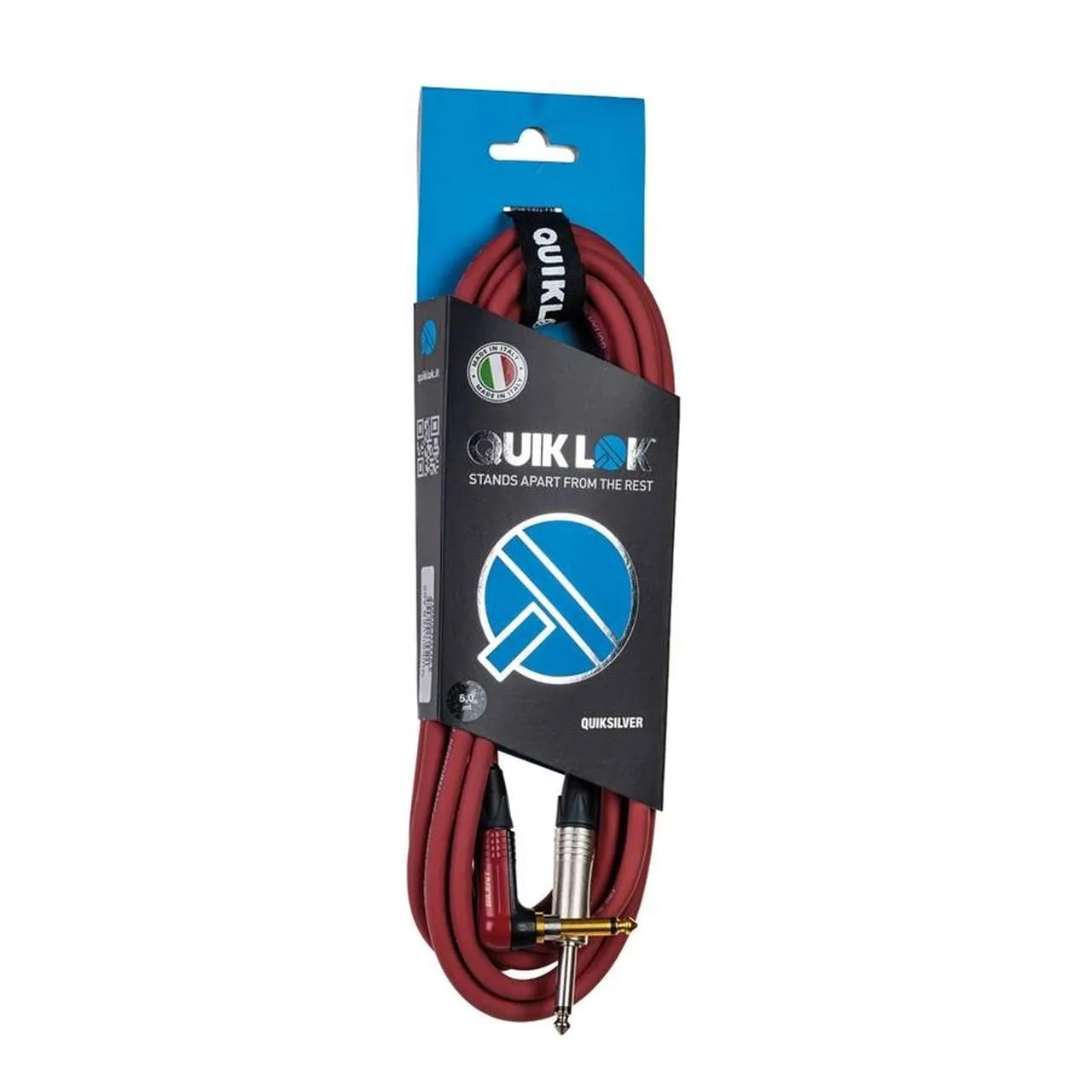 Quik Lok 1x6.3mm Ma MO > 1x6.3mm Ma Angled MO Red Silent 5m