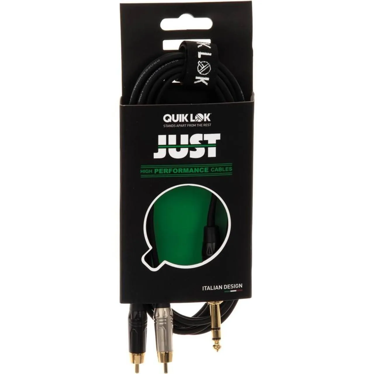 Quik Lok 1x6.3mm Ma ST > 2xRCA Ma 1m