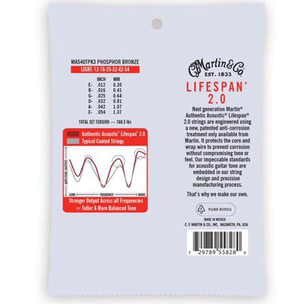 Martin Guitars MA540TPK3 Guitar Strings 3-pack