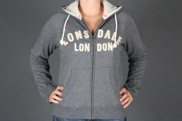 Lonsdale London Taylor Zip Hoodie Grey M
