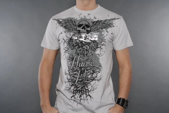 Miami Ink Flying Skull Grey XL