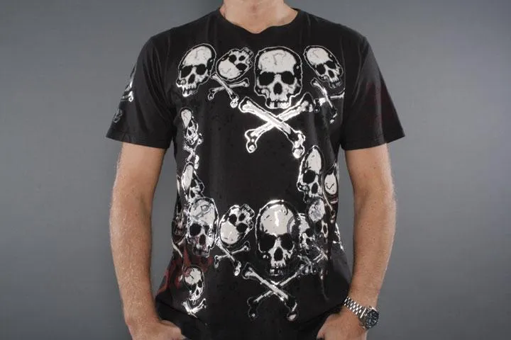 Motor City Legends Rock Skull & Bones T-shirt Black M