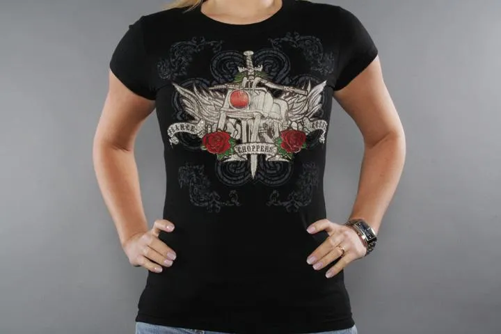 OCC Rhinestones Roses Black S