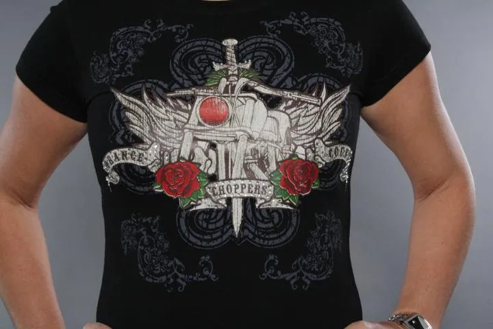 OCC Rhinestones Roses Black S