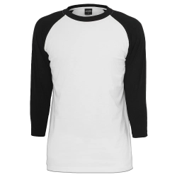 Urban Classics TB366 Contrast 3/4 Sleeve Raglan Tee Wh/Bk M