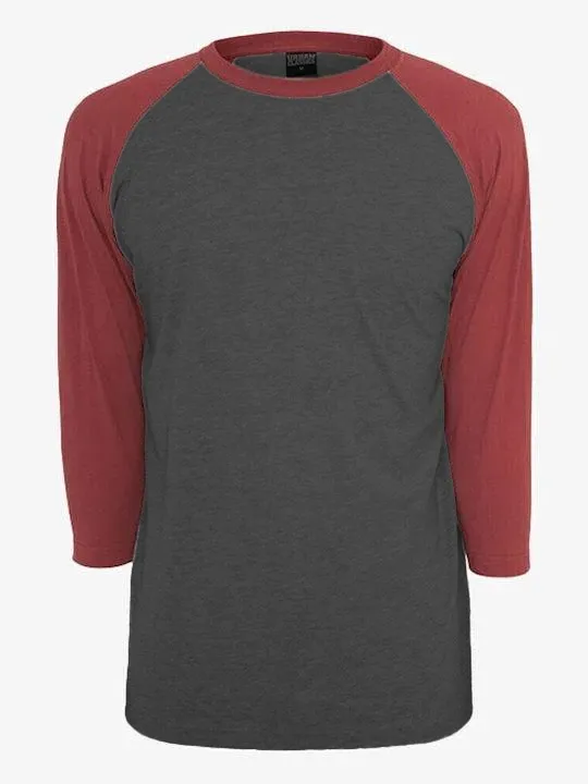 Urban Classics TB366 Contrast 3/4 Sleeve Raglan Tee Cha/Burg L
