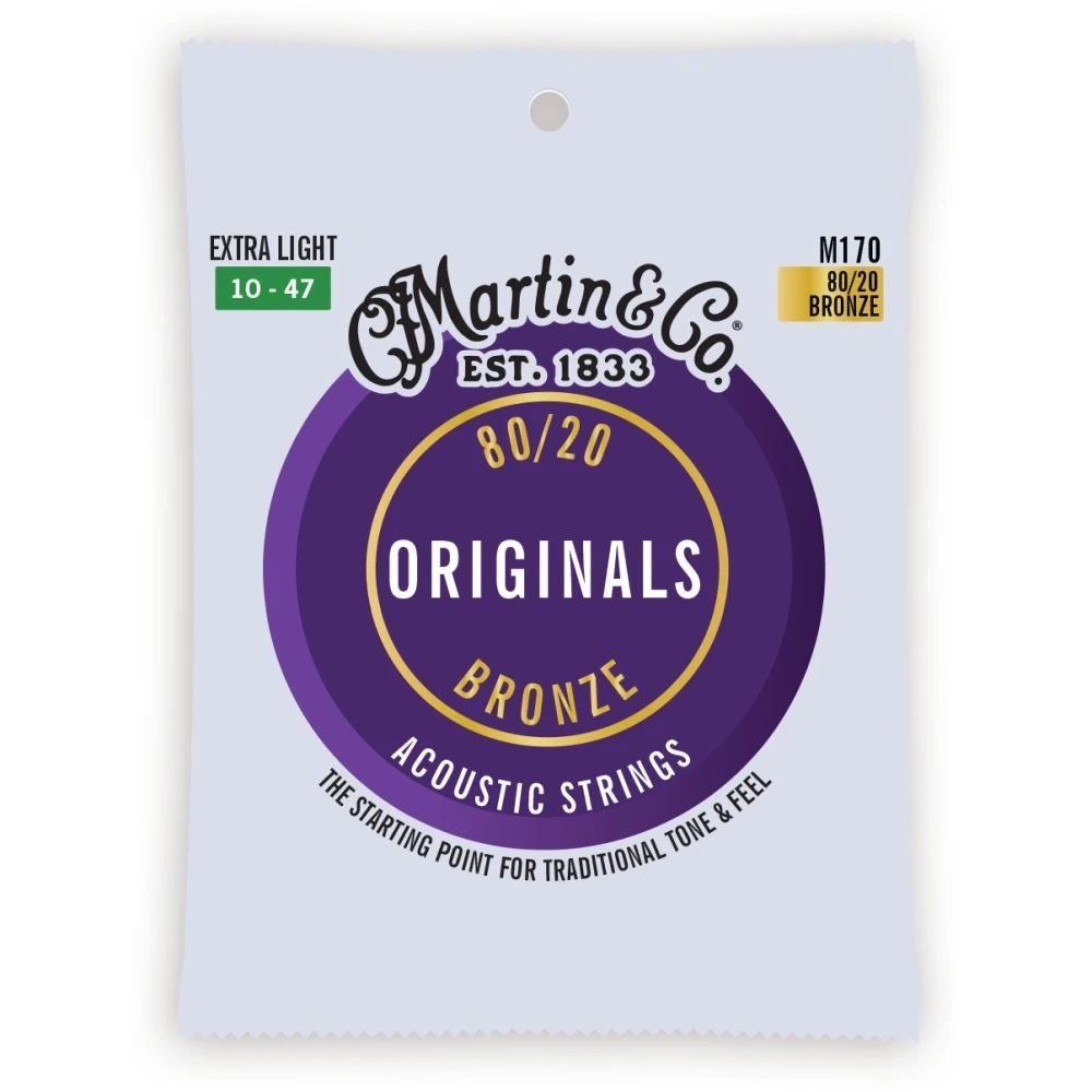 Martin Guitars M170 Originals 80/20 Bronze Guitar Stings Extra Light