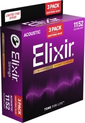 Elixir 16564 Custom Light 11-52 3-pack