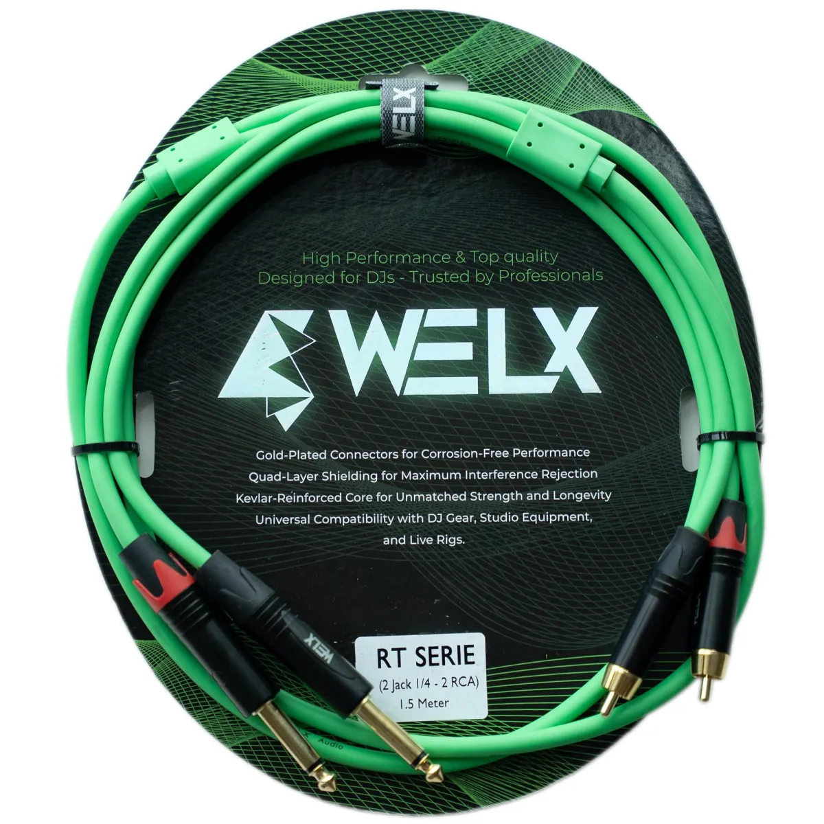 Welx 2xRCA Ma > 2x6.3mm Ma MO Green 1.5m