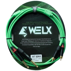 Welx 2xRCA Ma > 2x6.3mm Ma MO Green 1.5m