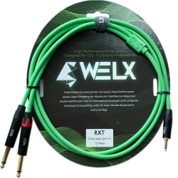 Welx 2x6.3mm Ma MO > 1x3.5mm Ma ST Green 1.5m
