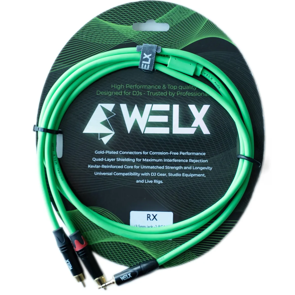 Welx 3.5mm Ma ST > 2xRCA Ma Green 1.5m