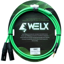 Welx 1x3.5mm Ma ST > 2xXLR Ma Green 1.5m